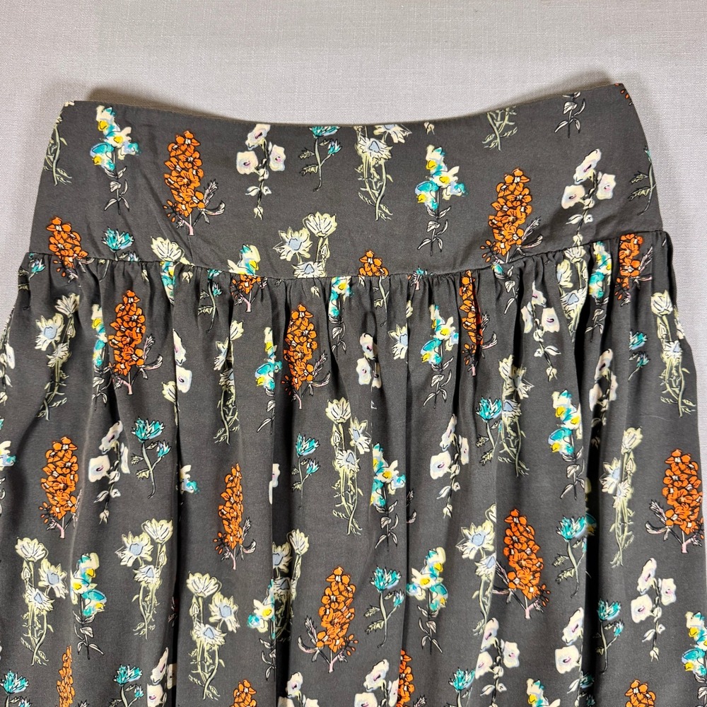 Natural Life Maxi Skirt Womens M Gray Floral Smocked Waist Slit Boho - Picture 6 of 8